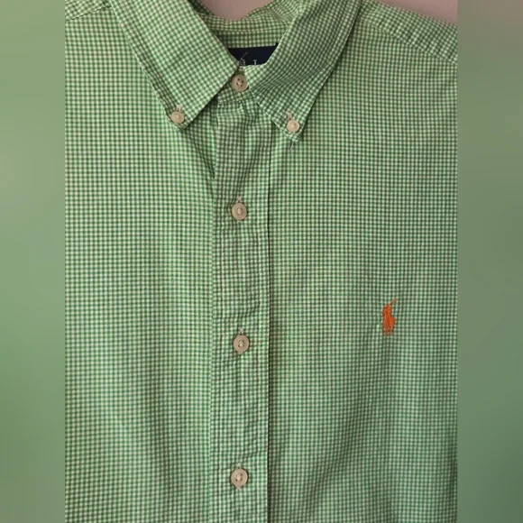 Polo Ralph Lauren Green Gingham Button Down Shirt - Classic Fit - Men's Medium - Picture 4 of 10